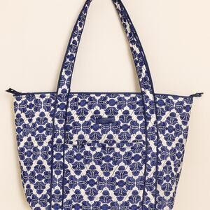 Vera Bradley Tote Bag Blue Cobalt Tile Quilted Shoulder Purse Large Handbag